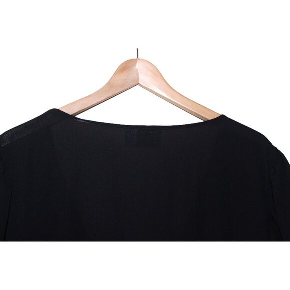 ASOS DESIGN Curve Wrap-Front Tiered Smock Midaxi Dress in Black - Size 18 - Picture 4 of 12